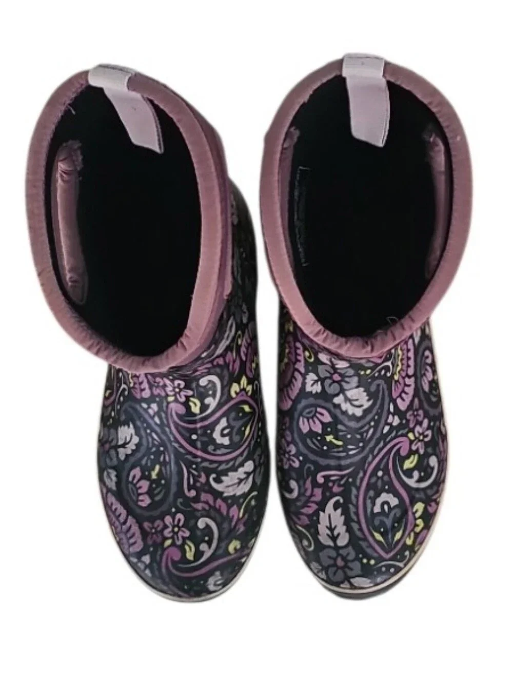BOGS Classic Mid Tuscany Boots Women 10 Purple Floral Waterproof Rain Garden